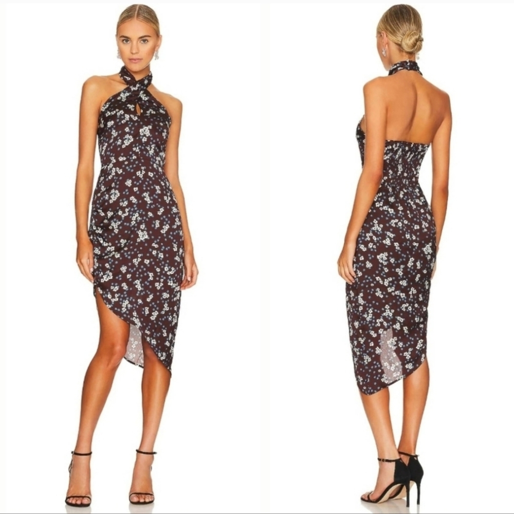 Heartloom Asymmetrical Floral Dress - Black and White